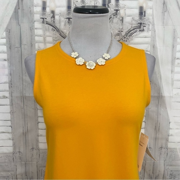 Eileen Fisher Size Small Mango Yellow Orange Crew Neck Pullover Dress Sleeveless - Picture 2 of 9